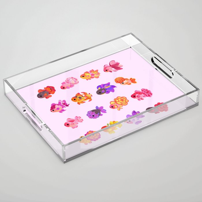 Flower goldfish - bright Acrylic Tray Gallery Image 1