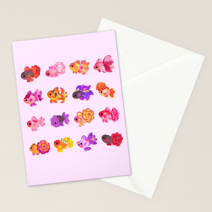 Flower goldfish - bright Stationery Card Gallery Image 2