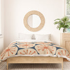 Atomic Dots Retro Geo Pattern in Mid Mid Orange, Beige, and Navy Blue Duvet Cover Gallery Image 3
