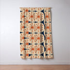 Atomic Dots Retro Geo Pattern in Mid Mid Orange, Beige, and Navy Blue Window Curtain Gallery Image 3