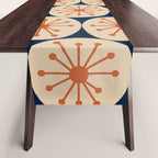 Atomic Dots Retro Geo Pattern in Mid Mid Orange, Beige, and Navy Blue Table Runner Gallery Image 1