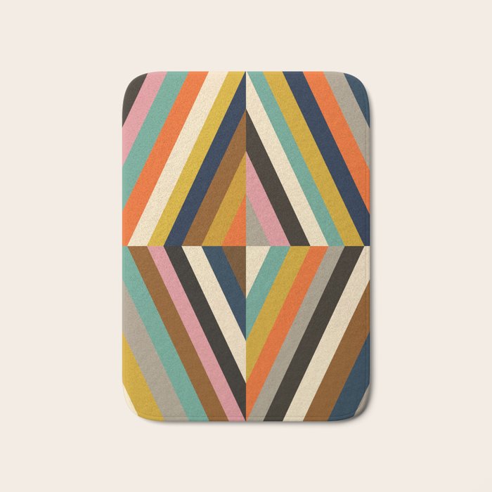 Mid Century Geometric Pattern Technicolor Diamond  Bath Mat Gallery Image 1