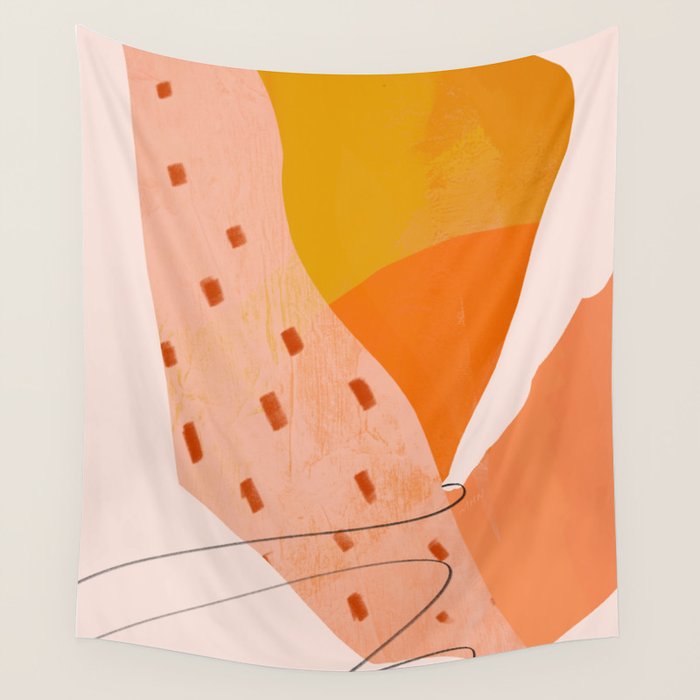 Abstract Sherbet Shapes Of Orange And Yellow. Wall Tapestry Gallery Image 4