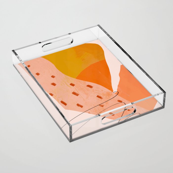 Abstract Sherbet Shapes Of Orange And Yellow. Acrylic Tray Gallery Image 1