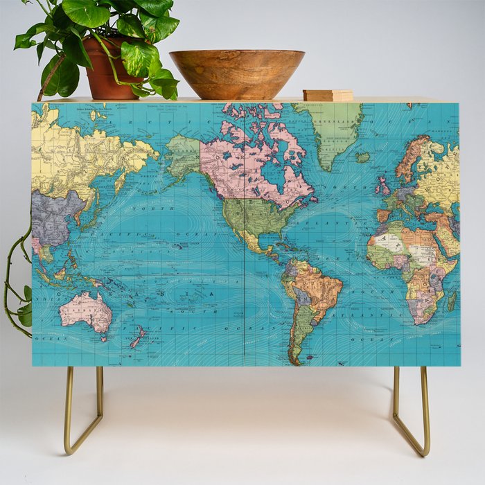 Vintage Map of The World (1897) Credenza Gallery Image 1
