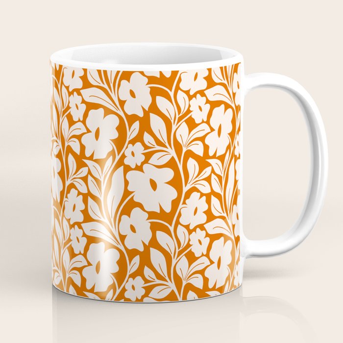 Tropical Vines Pattern - Terracotta Coffee Mug Gallery Image 1