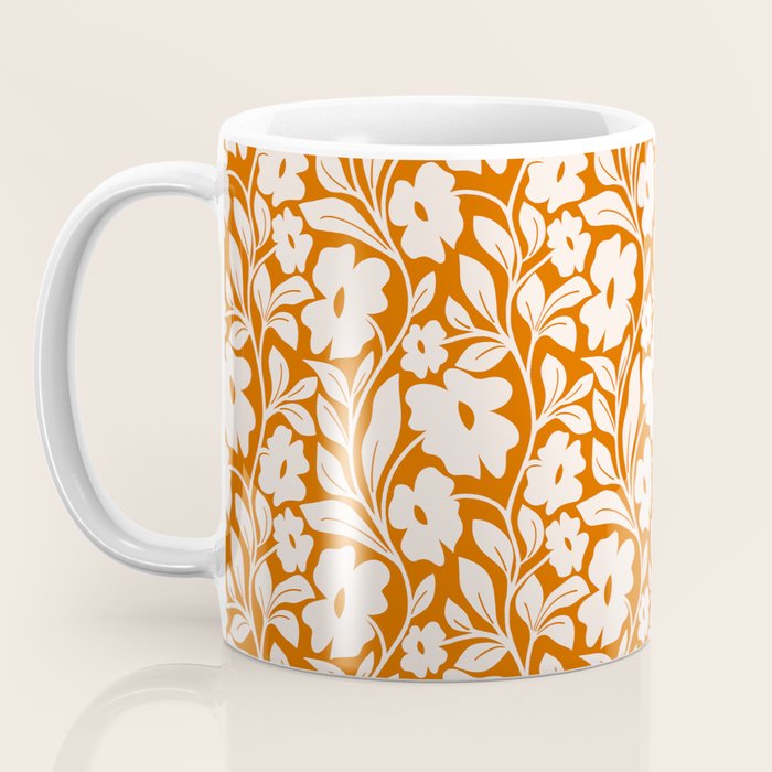 Tropical Vines Pattern - Terracotta Coffee Mug Gallery Image 3