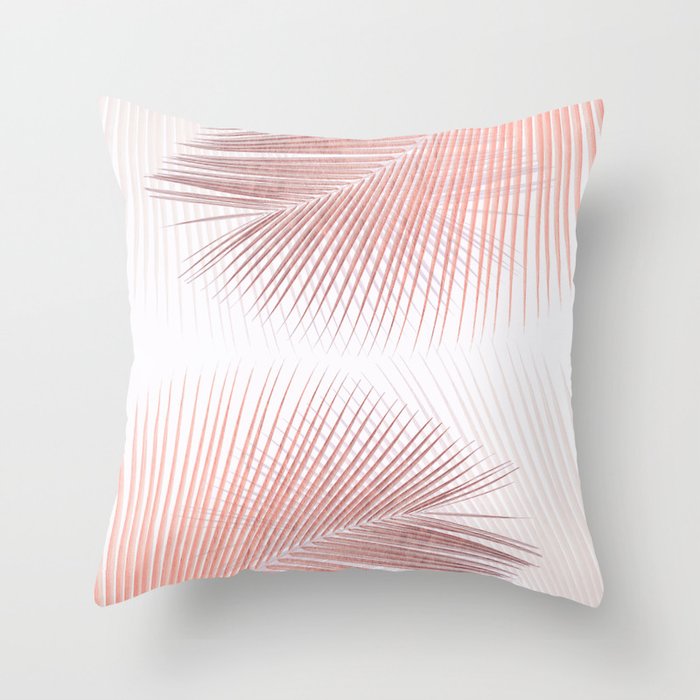 Palm leaf synchronicity - rose gold Throw Pillow Gallery Image 6