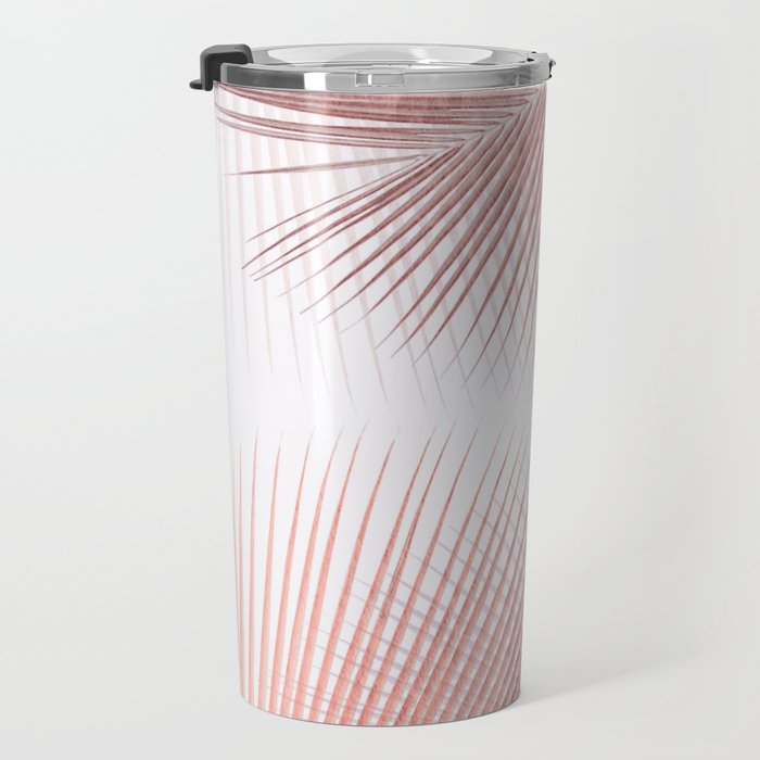 Palm leaf synchronicity - rose gold Travel Mug Gallery Image 3