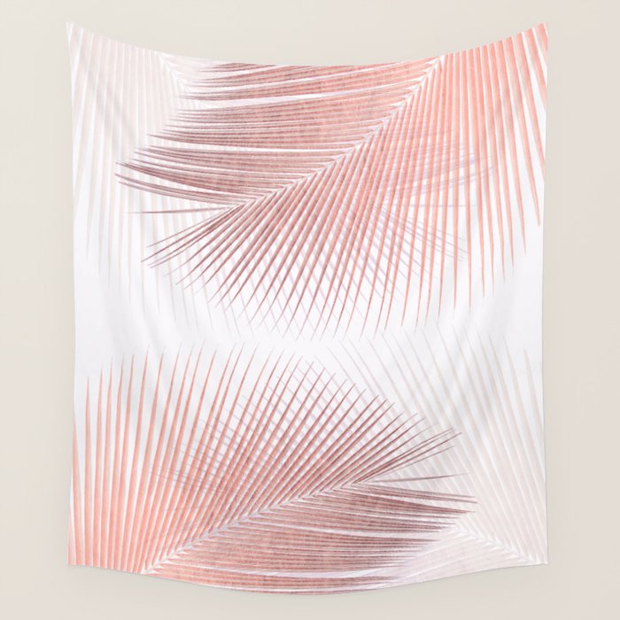 Palm leaf synchronicity - rose gold Wall Tapestry Gallery Image 1