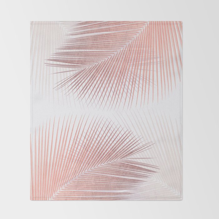 Palm leaf synchronicity - rose gold Throw Blanket Gallery Image 2