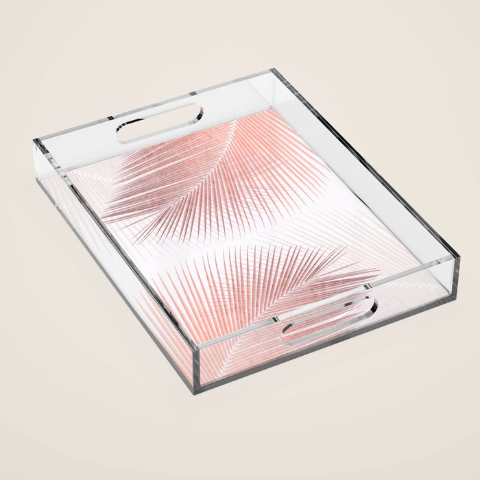 Palm leaf synchronicity - rose gold Acrylic Tray Gallery Image 1