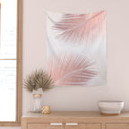 Palm leaf synchronicity - rose gold Wall Tapestry Gallery Image 2