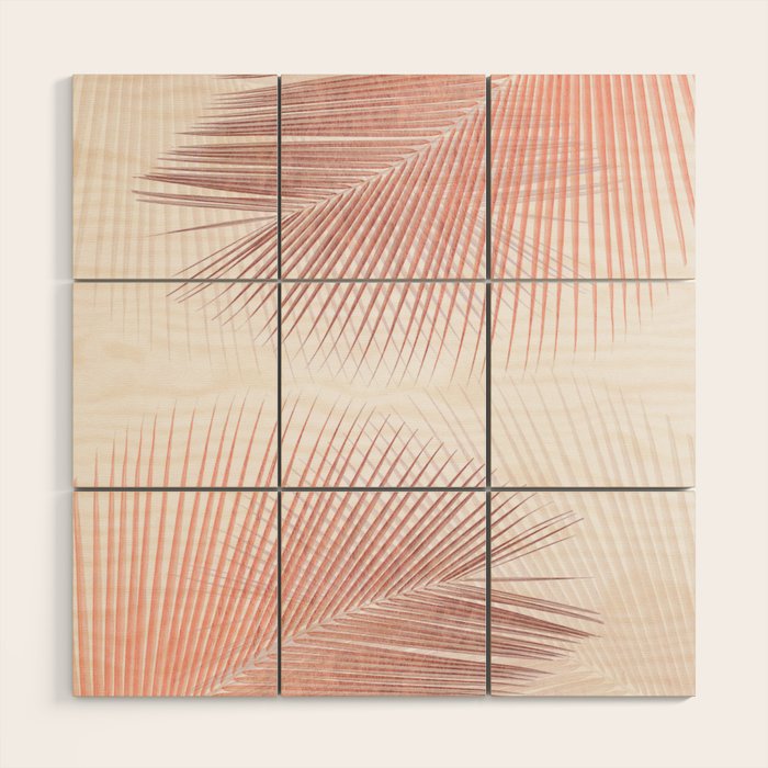 Palm leaf synchronicity - rose gold Wood Wall Art Gallery Image 1