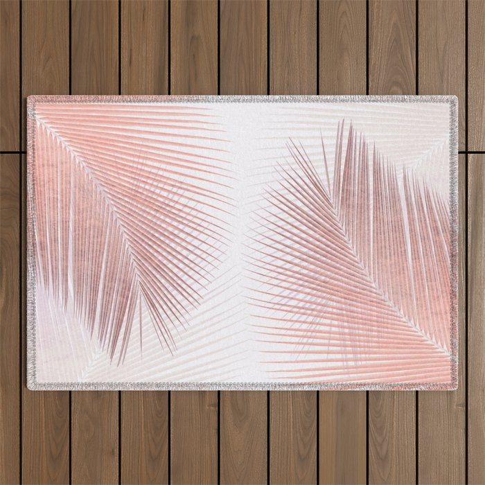 Palm leaf synchronicity - rose gold Outdoor Rug Gallery Image 1