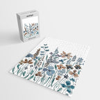 watercolor blue brown wildflower field  Jigsaw Puzzle Gallery Image 2