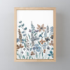 watercolor blue brown wildflower field  Mini Art Print Gallery Image 1