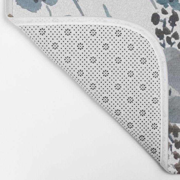 watercolor blue brown wildflower field  Bath Mat Gallery Image 2