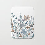 watercolor blue brown wildflower field  Bath Mat Gallery Image 1