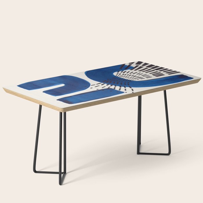 Colorful Mid Century Modern Abstract Fun Shapes Patterns Navy Blue Abstract Expressionism Coffee Table Gallery Image 1