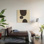 Black & White Minimalist Abstract Shapes Patterns Black Ink Painting Wood Wall Art Gallery Image 2