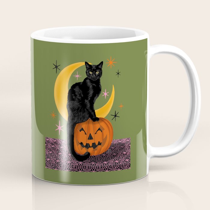 Black Cat - Moonlit Mischief on Halloween Coffee Mug Gallery Image 1