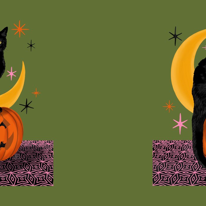 Black Cat - Moonlit Mischief on Halloween Coffee Mug Gallery Image 2