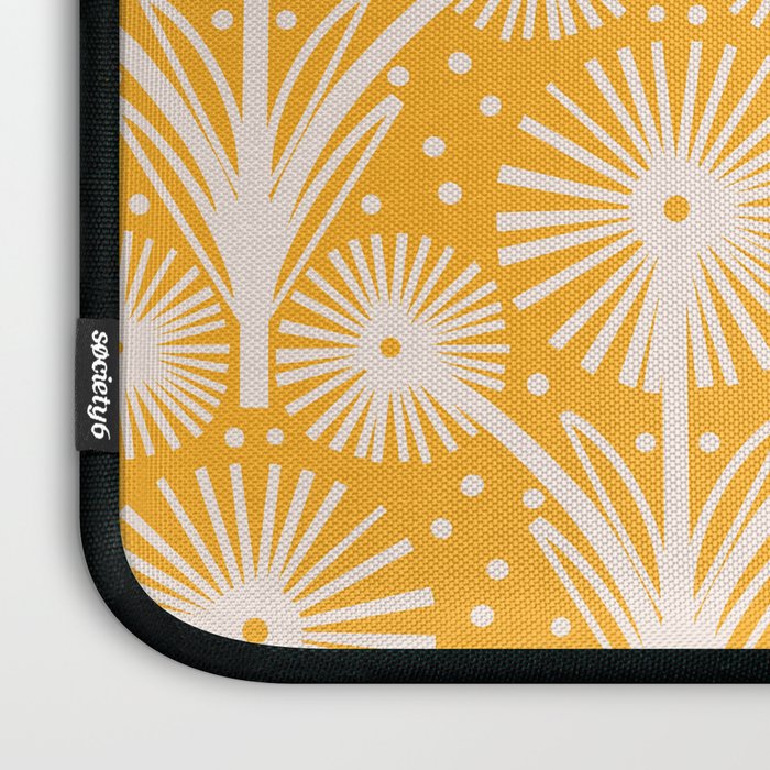 Retro White Fanned Floral Pattern - Yellow Background Laptop Sleeve Gallery Image 3