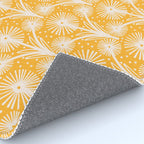 Retro White Fanned Floral Pattern - Yellow Background Rug Gallery Image 4