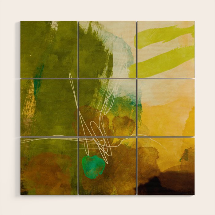 summer landscape 1 triptych abstract art Wood Wall Art Gallery Image 1