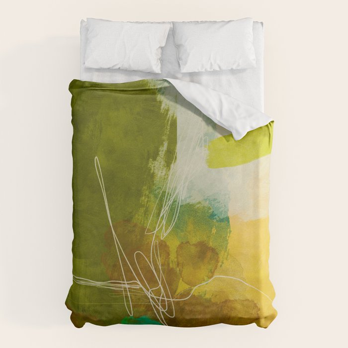 summer landscape 1 triptych abstract art Duvet Cover Gallery Image 6