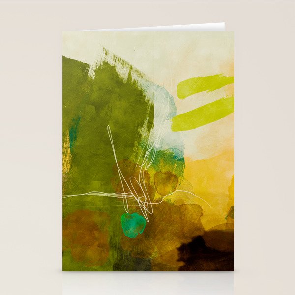 summer landscape 1 triptych abstract art Stationery Card Gallery Image 2