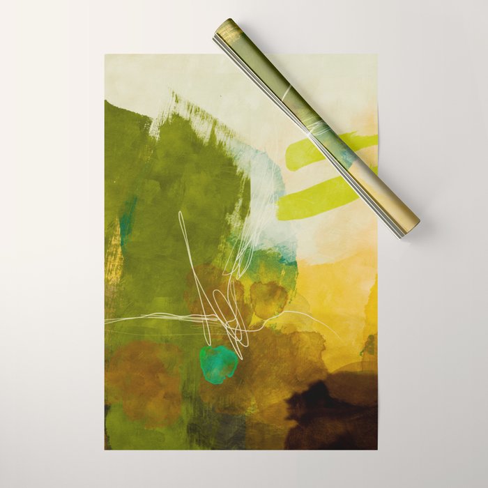summer landscape 1 triptych abstract art Wrapping Paper Gallery Image 1