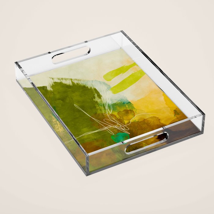 summer landscape 1 triptych abstract art Acrylic Tray Gallery Image 1