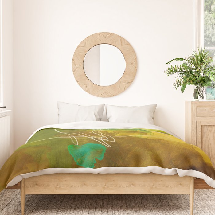 summer landscape 1 triptych abstract art Duvet Cover Gallery Image 3