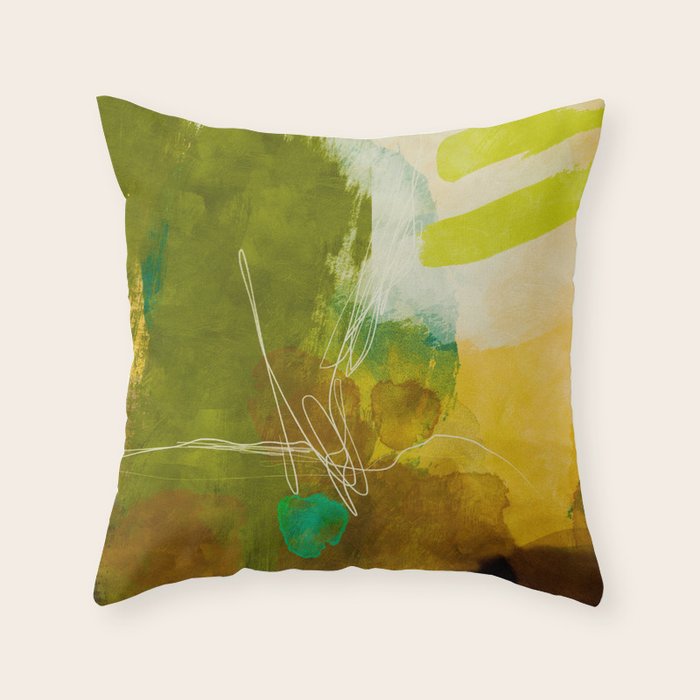 summer landscape 1 triptych abstract art Throw Pillow Gallery Image 6