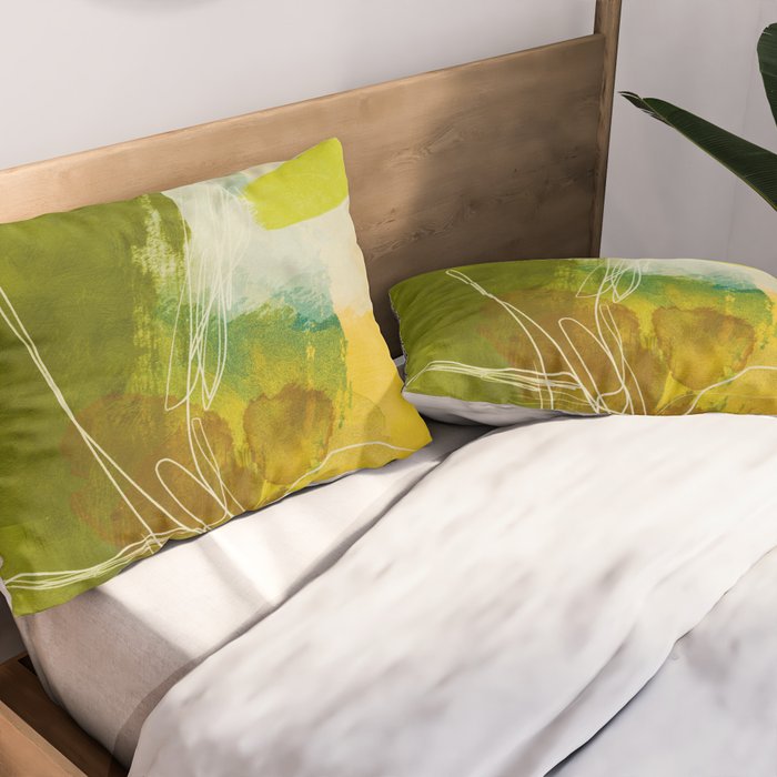 summer landscape 1 triptych abstract art Pillow Sham Gallery Image 2