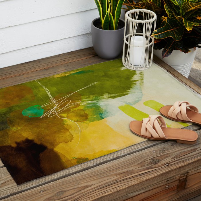 summer landscape 1 triptych abstract art Outdoor Rug Gallery Image 2
