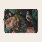 Vintage Bird and Dark Floral Print Laptop Sleeve Gallery Image 1