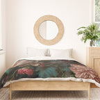 Vintage Bird and Dark Floral Print Duvet Cover Gallery Image 3