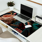 Vintage Bird and Dark Floral Print Desk Mat Gallery Image 2