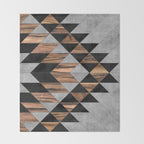 Urban Tribal Pattern No.10 - Aztec - Concrete and Wood Throw Blanket Gallery Image 2