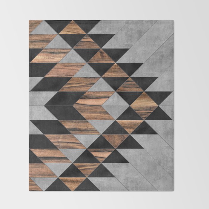 Urban Tribal Pattern No.10 - Aztec - Concrete and Wood Throw Blanket Gallery Image 2