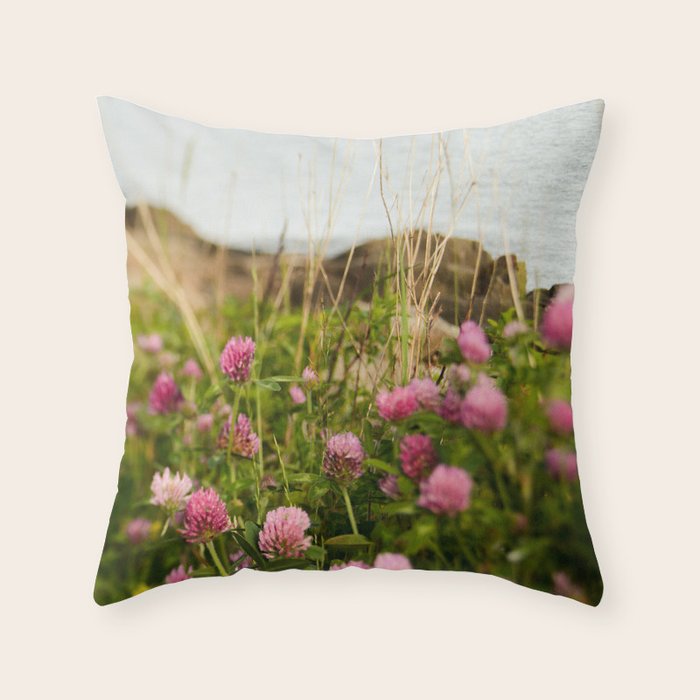 Clover by the Sea  Boho Botanical Flower Photo Throw Pillow Gallery Image 1