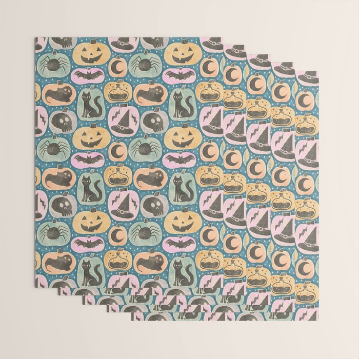 Halloween Pumpkins - dusky pastel  Wrapping Paper Gallery Image 3