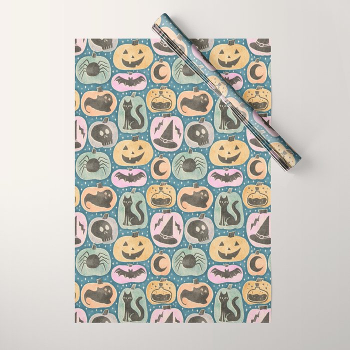Halloween Pumpkins - dusky pastel  Wrapping Paper Gallery Image 1
