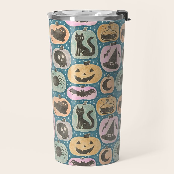 Halloween Pumpkins - dusky pastel  Travel Mug Gallery Image 2