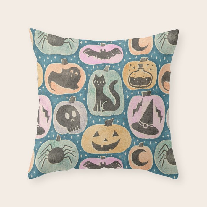 Halloween Pumpkins - dusky pastel  Throw Pillow Gallery Image 6