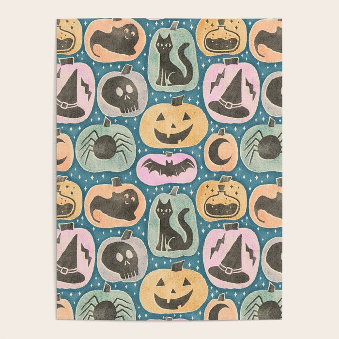 Halloween Pumpkins - dusky pastel  Poster Gallery Image 1
