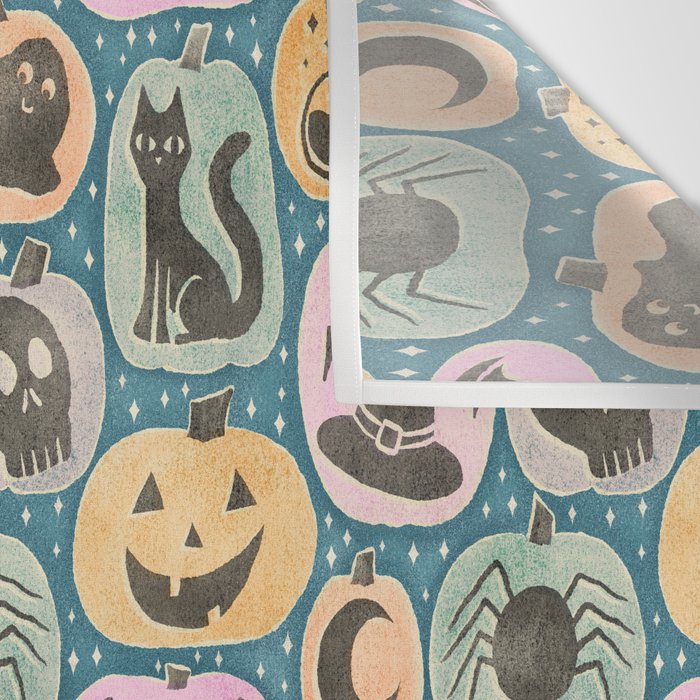 Halloween Pumpkins - dusky pastel  Wall Tapestry Gallery Image 3